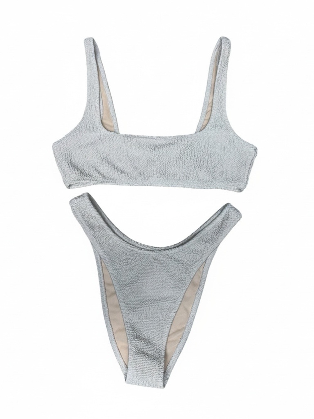 PacSun Light Beige Crinkle Bikini Set